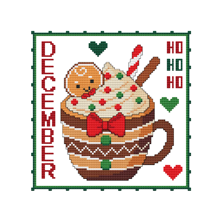 YEAR OF MUGS - DECEMBER Counted Cross Stitch Chart Main Image