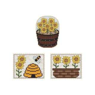 SUNFLOWER BARREL AND STAMPS Counted Cross Stitch Chart