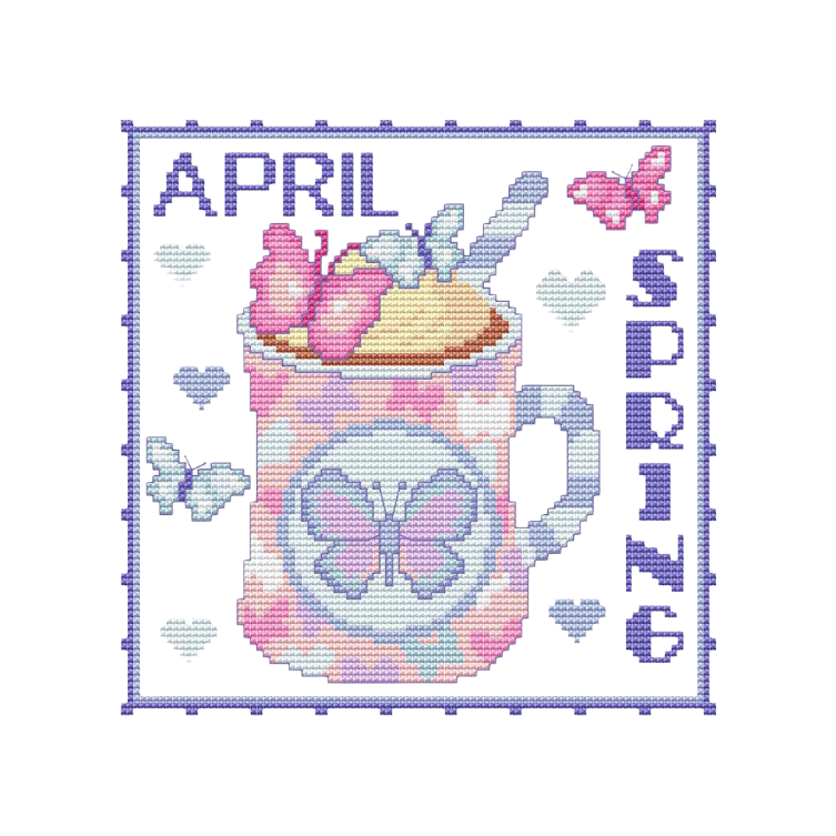 YEAR OF MUGS - APRIL Counted Cross Stitch Chart Main Image