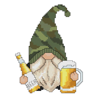 THIRSTY BEER GNOME Counted Cross Stitch Chart