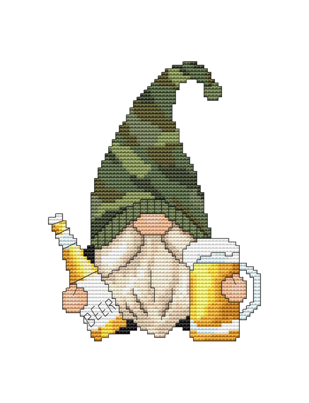 THIRSTY BEER GNOME Counted Cross Stitch Chart Main Image