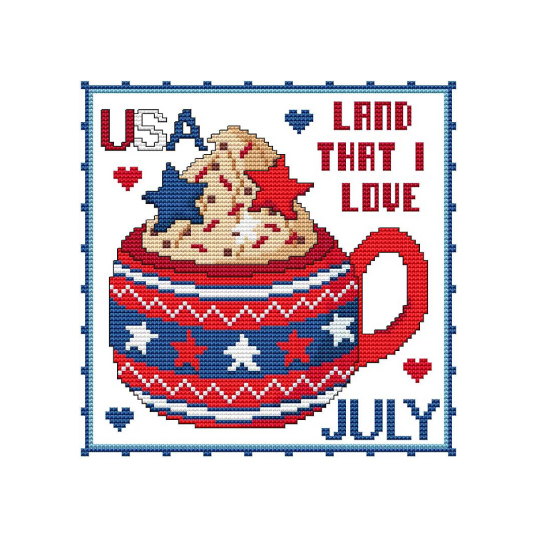 YEAR OF MUGS - JULY Counted Cross Stitch Chart Main Image