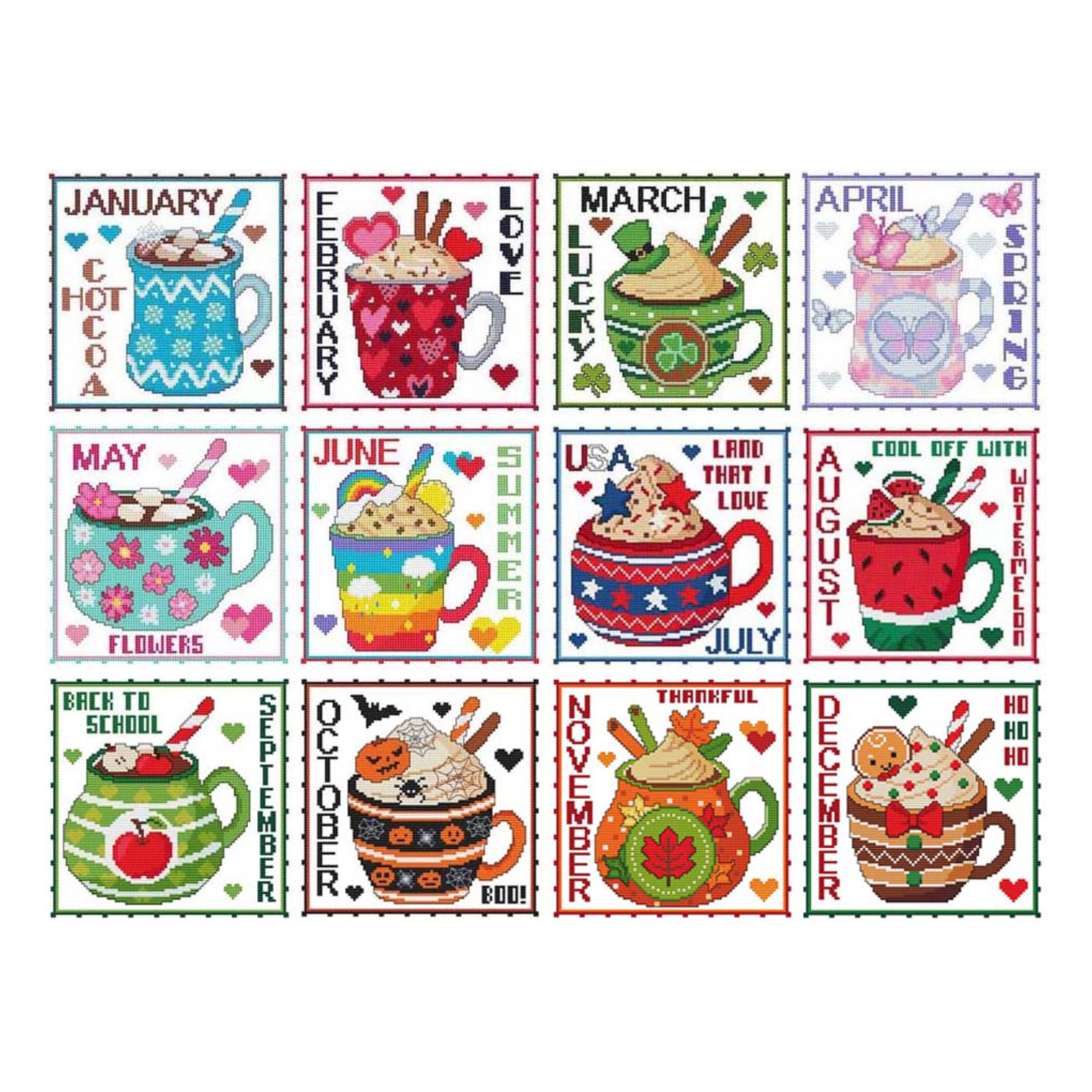 YEAR OF MUGS BUNDLE Counted Cross Stitch Charts Main Image