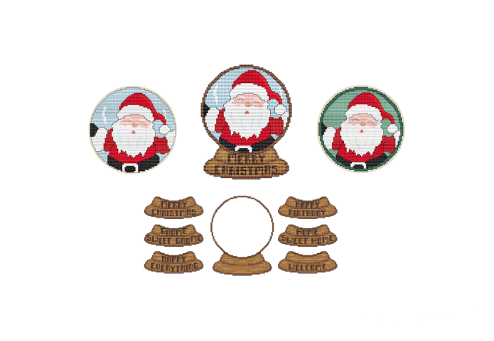 ROUND SANTA SNOW GLOBE Counted Cross Stitch Chart Main Image