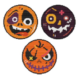 HALLOWEEN FACES TRIO Counted Cross Stitch Chart