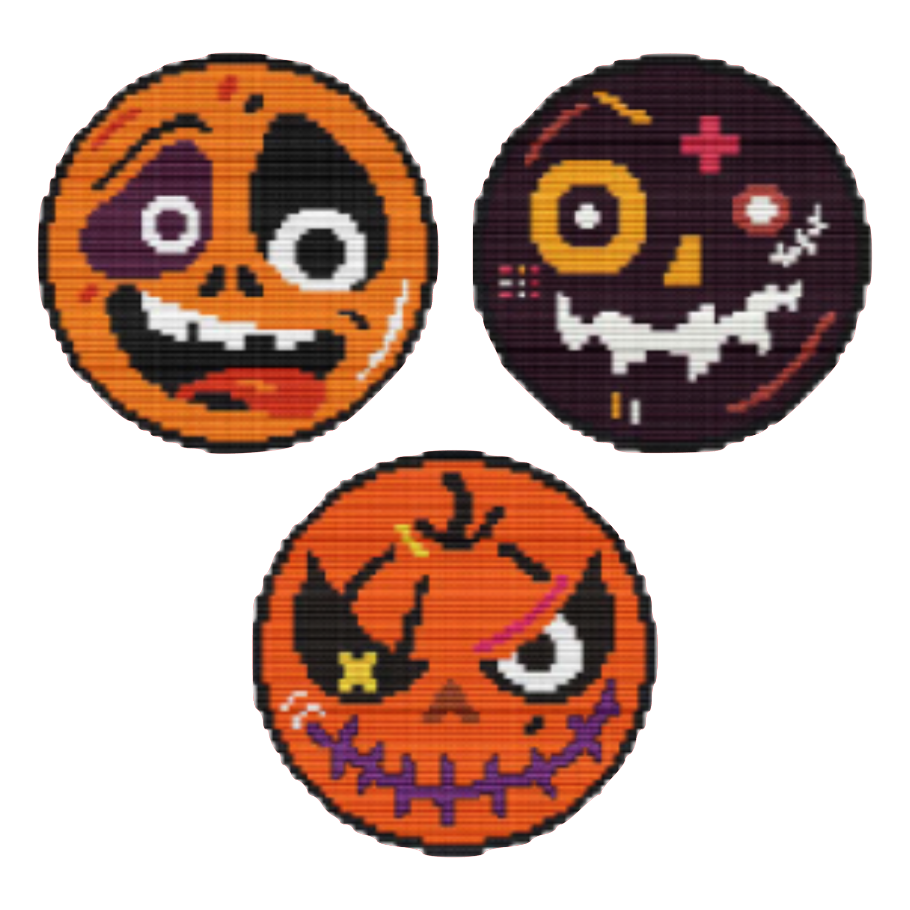 HALLOWEEN FACES TRIO Counted Cross Stitch Chart Main Image