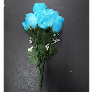 7 Head Rose Bud Turquoise