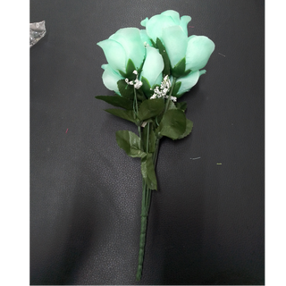 7 Head Rose Bud Mint Green