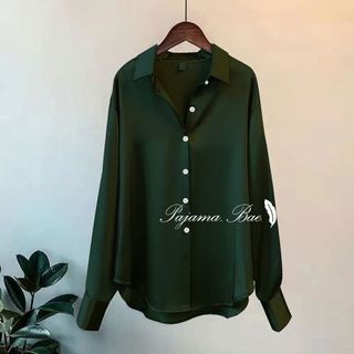 Formal collar shirt BOTTLE GREEN