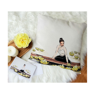 Throw Pillow Cover ( Yellow Lotus )