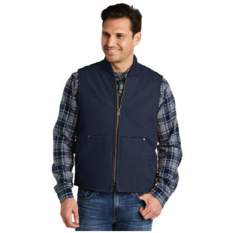 Washed Duck Cloth Navy Vest V681 Main Image