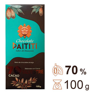 Barra de Chocolate PAITITI 70%  puro cacao SILVESTRE