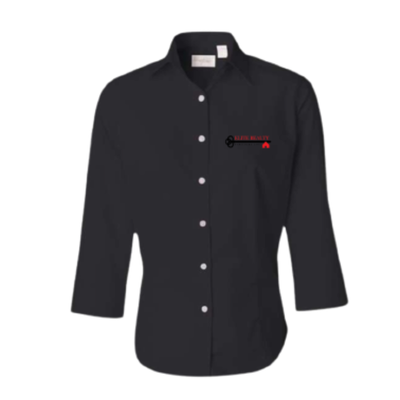 Black 3/4 Sleeve Button Down Shirt