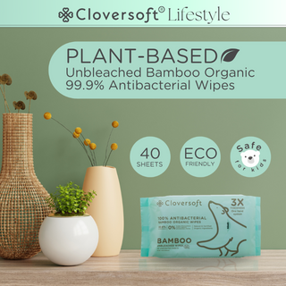 40 sheets Unbleached Bamboo 100% Antibacterial Organic Wipes