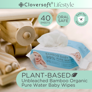 Pure Water Baby Wipes Unbleached Bamboo 40sheets 