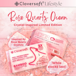 40 sheets Unbleached Bamboo 100% Antibacterial Organic Wipes (2022 Rose Quartz Limited Edition)