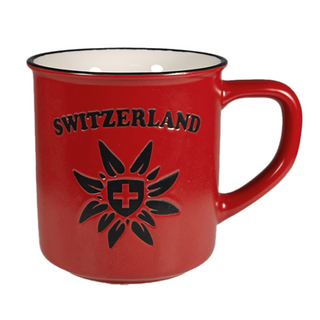 MUG 30-2-1-1 M 14OZ Embossed Edelweiss - Red MATT