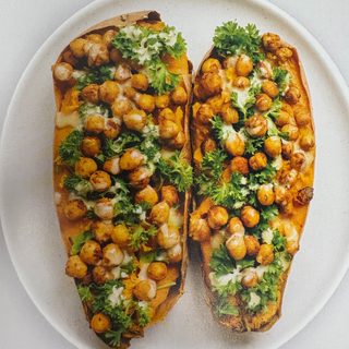BBQ Chickpea Stuffed Sweet Potato