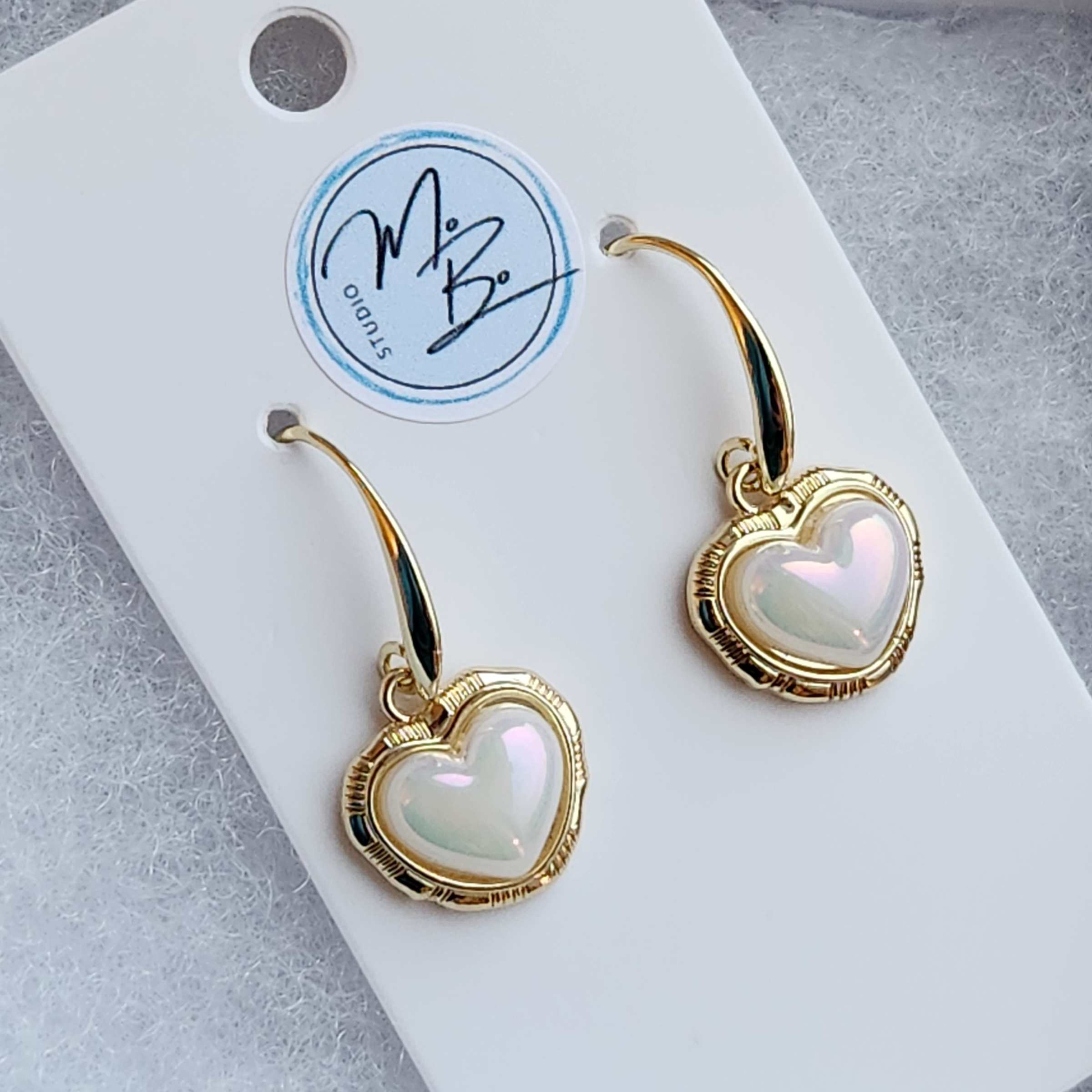 18K Gold Plated Drop Earrings with Imitation Pearl Heart and 18K Gold Plated Pendant 