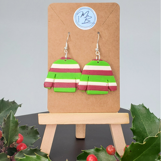 Christmas Sweater Drop Earring with Silver Finish Hooks