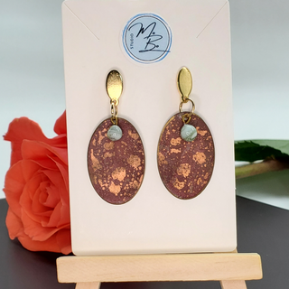 Rose and Bronze with Teal Accent VR with Oval Gold Finish Studs