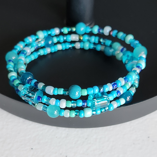 Turquoise Teal Blue 3 Wire Wrap Bracelet