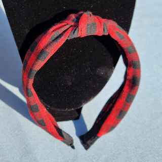 Plaid Red and Black Headband