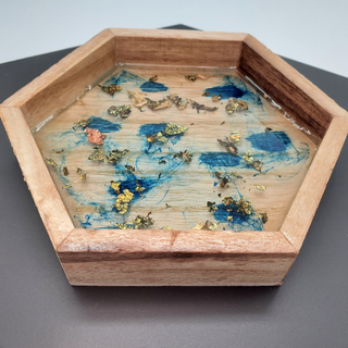 Resin With Ink And Wood Tray