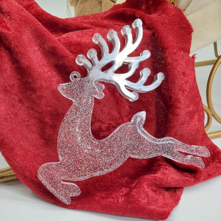 X - Silver Glitter with Silver Metallic Antlers Comet Reindeer