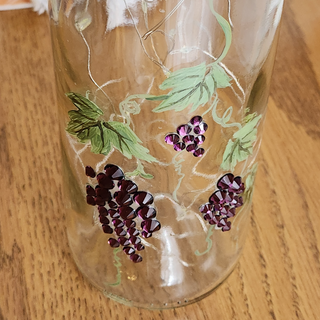 Purple Grapes 3 Vines Clear Bottle with Lights