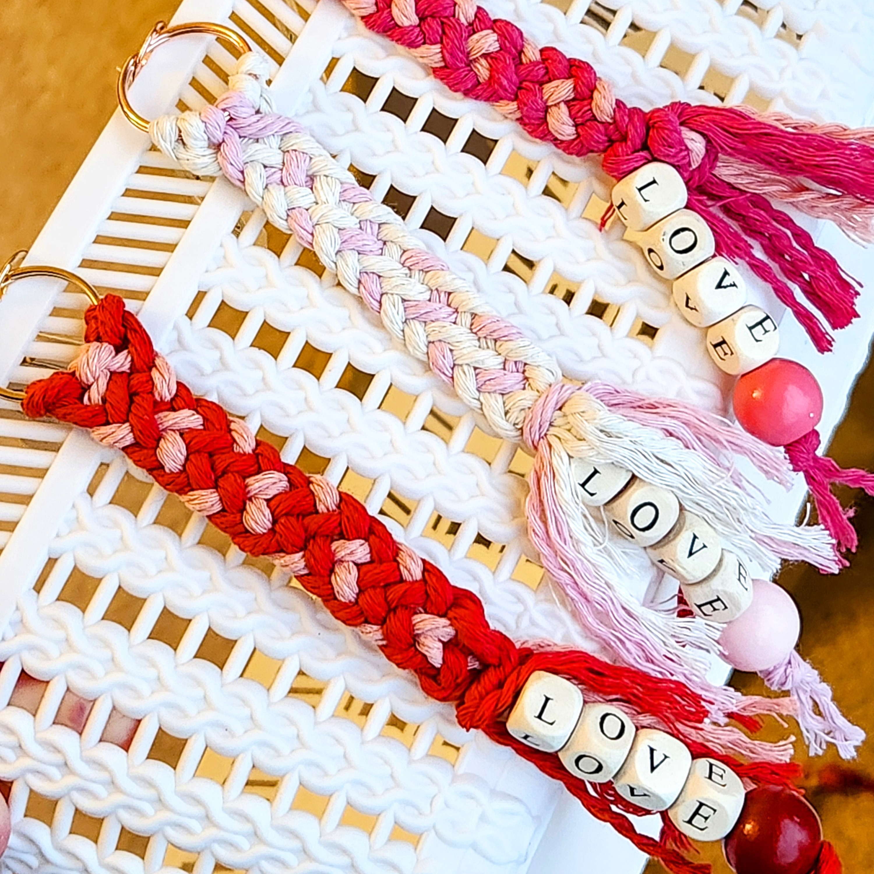 Love Macramé Keychain 