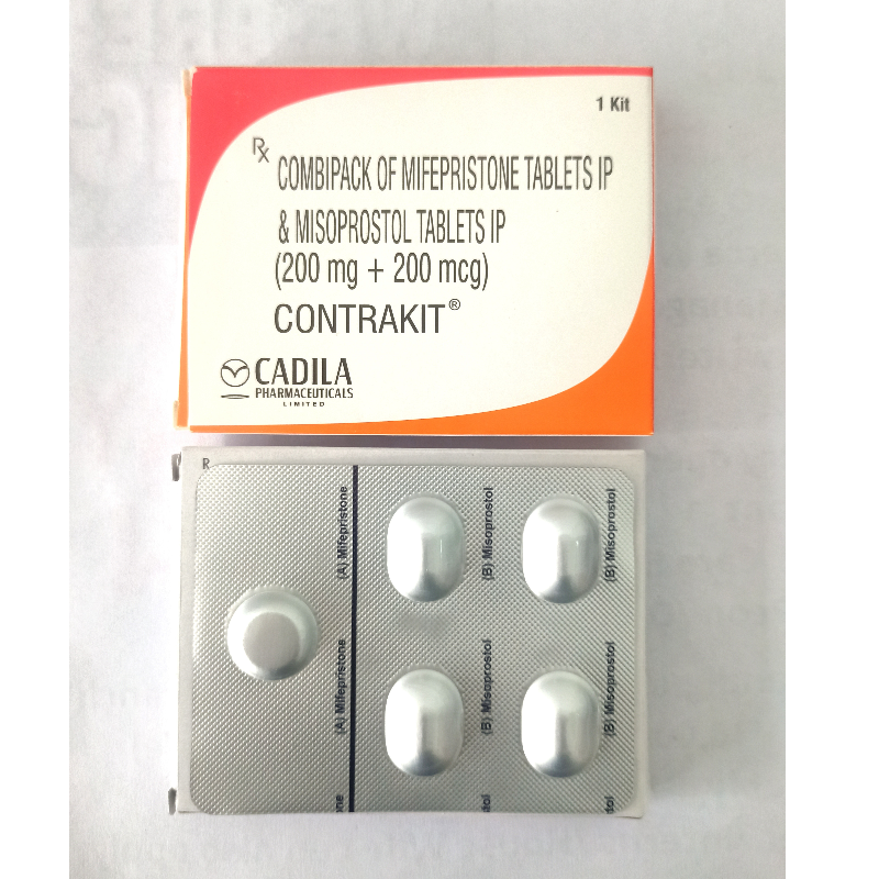 Contrakit : Combipack of Mifepristone Tablets IP & Misoprostol Tablets IP (200mg + 200mcg) Main Image