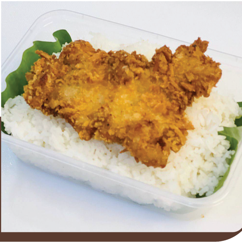 Rice with deep fry chicken