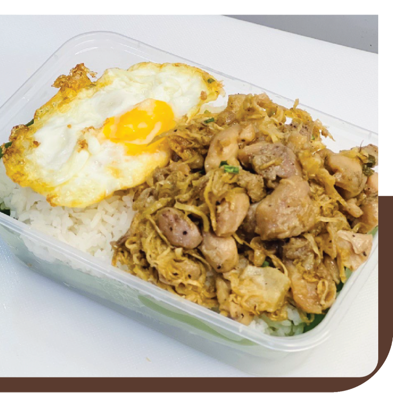 Rice with fry chicken ginger