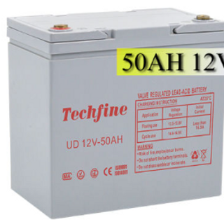 50 AH, 12- Volt solar rechargeable batteries.