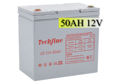50 AH, 12- Volt solar rechargeable batteries.