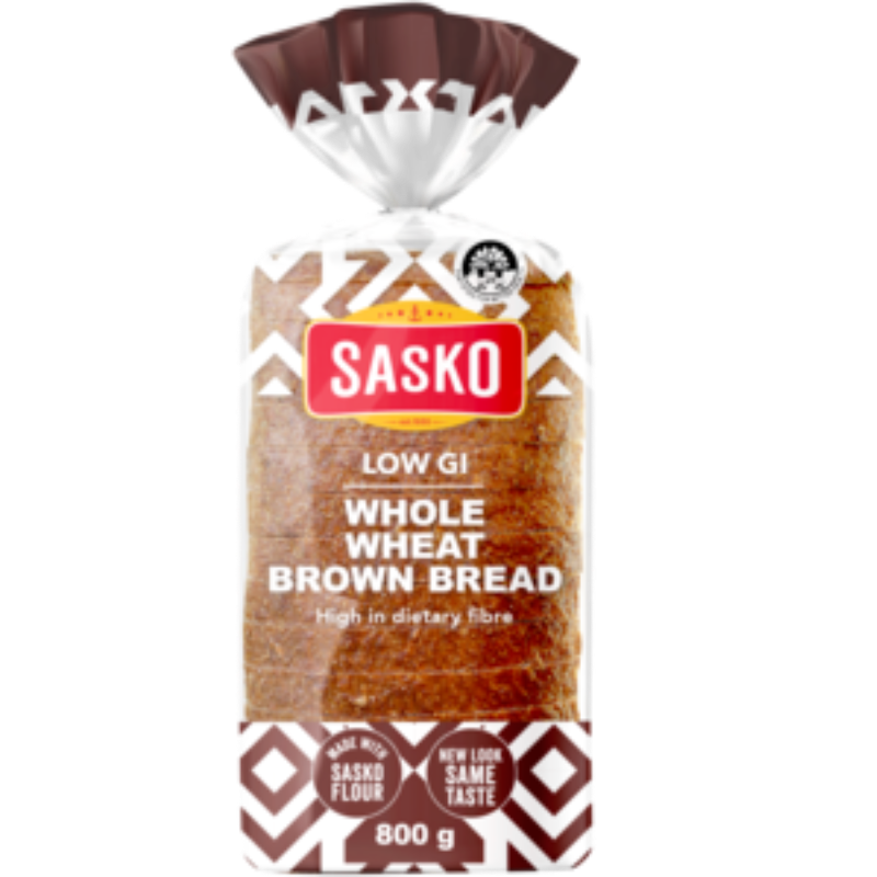 800g Sasko low Gi dumpy wholewheat brown bread