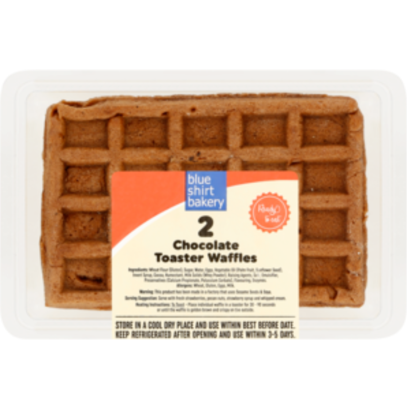 Chocolate flavored rectangle toaster waffels 2x