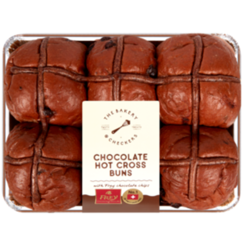 The bakery chocolate hot cross buns 6x
