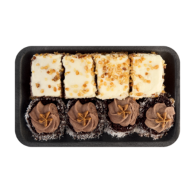 Chocolate lamingtons & carrot cake squres tray