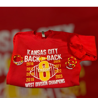 KC Retro Back to Back 8 straight West Division Champs crewneck
