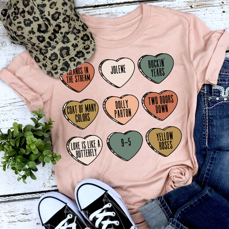 Dolly Parton Candy Hearts lyric shirt  Main Image