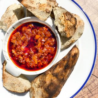 Roasted Yam and pepper sauce