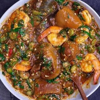 Okro Soup with goat meat