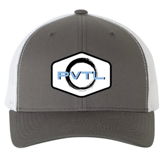 PVTL Logo Badge Trucker - Gray with White Mesh