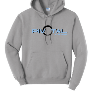 "Pivotal Lacrosse" Hoodie - Gray with Blue Lettering 