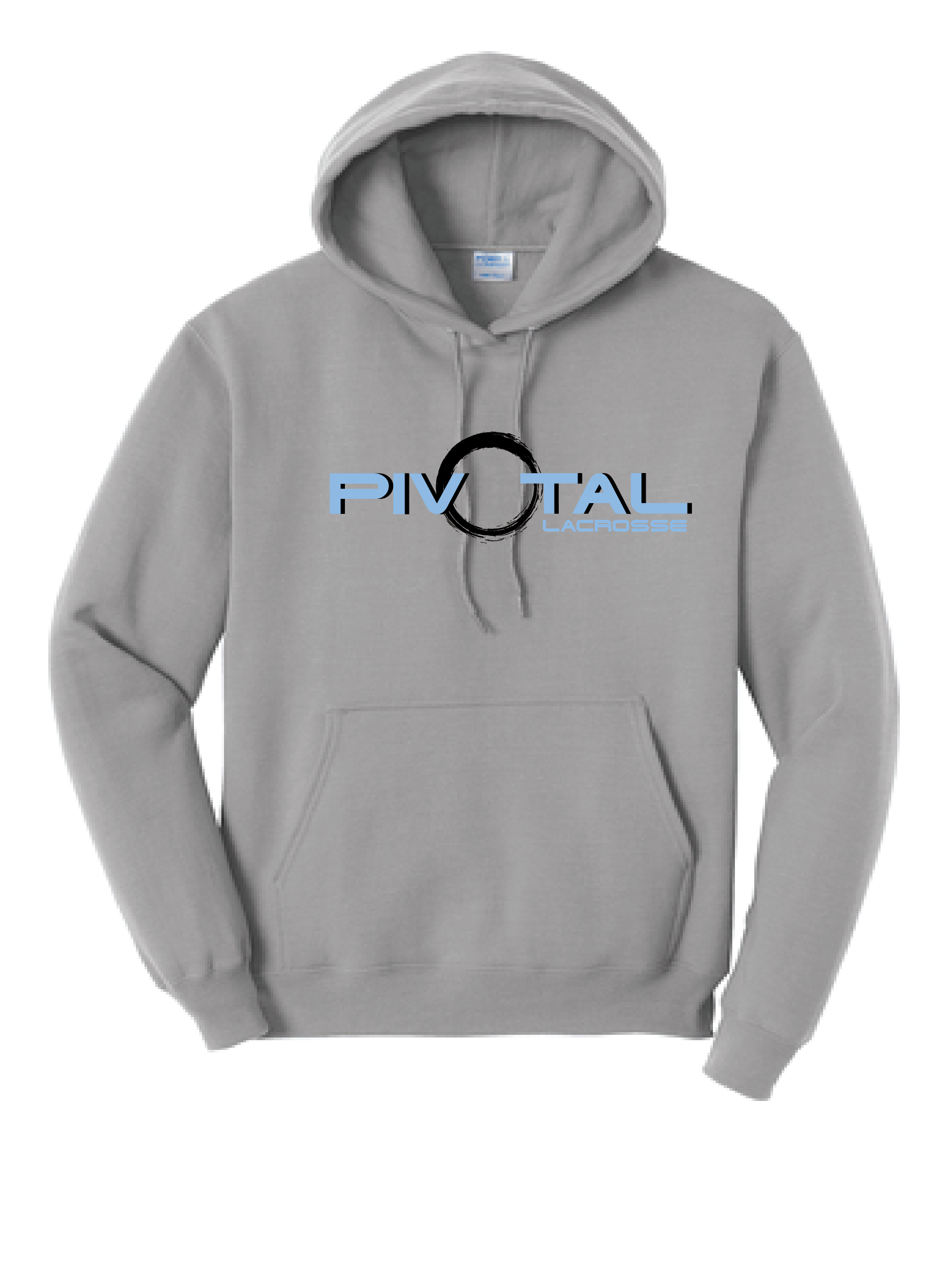 "Pivotal Lacrosse" Hoodie - Gray with Blue Lettering 