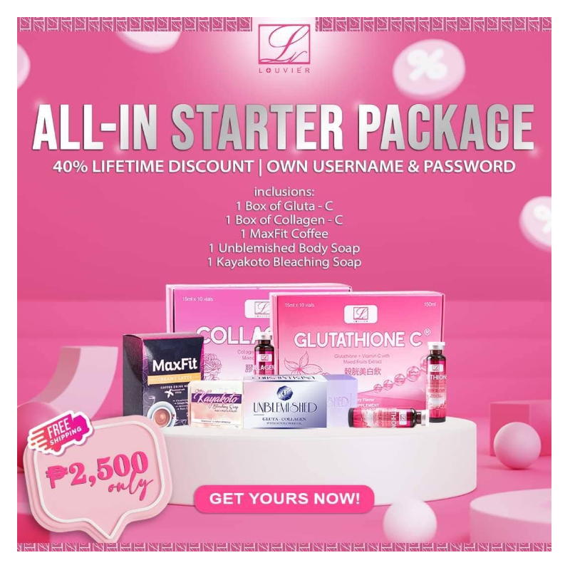 (Distributor Package) ALL IN STARTER PACK (1 GLUTA, 1 COLLAGEN, 1 MAXFIT, 1 UNBLEMISHED, 1 KAYAKOTO) FREE Shipping Main Image