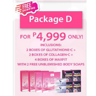 Distributor Package D (2 Gluta, 2 Collagen, 2 Maxfit, 1 Unblemished, 6 Kayakoto) FREE Shipping