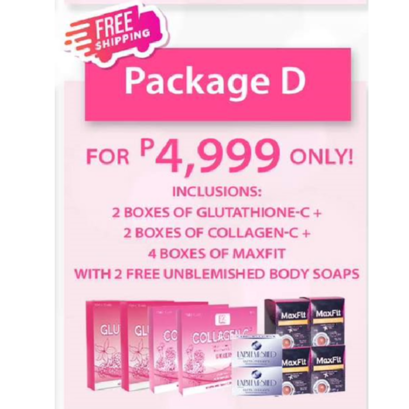 Distributor Package D (2 Gluta, 2 Collagen, 2 Maxfit, 1 Unblemished, 6 Kayakoto) FREE Shipping Main Image